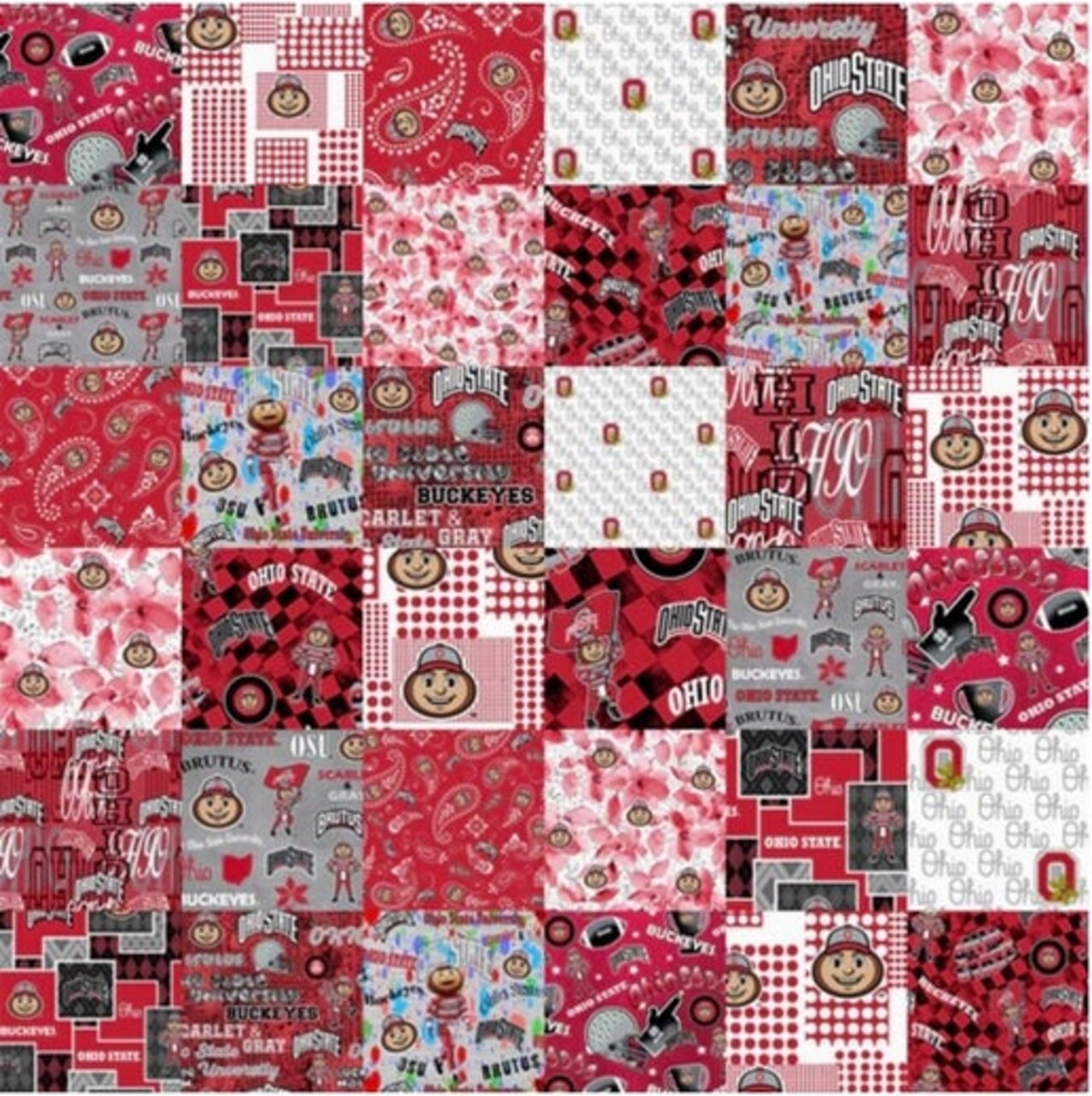 Licensed NCAA Ohio State University Cheater Quilt Cotton Fabric by the Yard